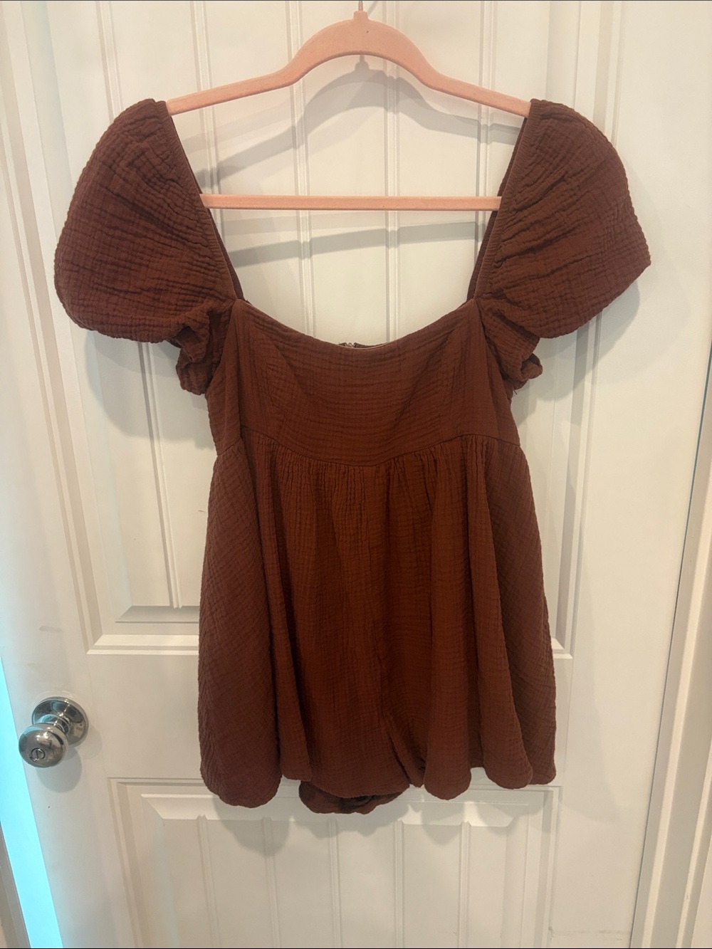 Princess Polly Chocolate Brown Puff-Sleeve Mini Dress